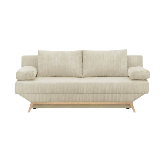Canapé convertible pour salon en tissu beige - 200 x 95 x 85
